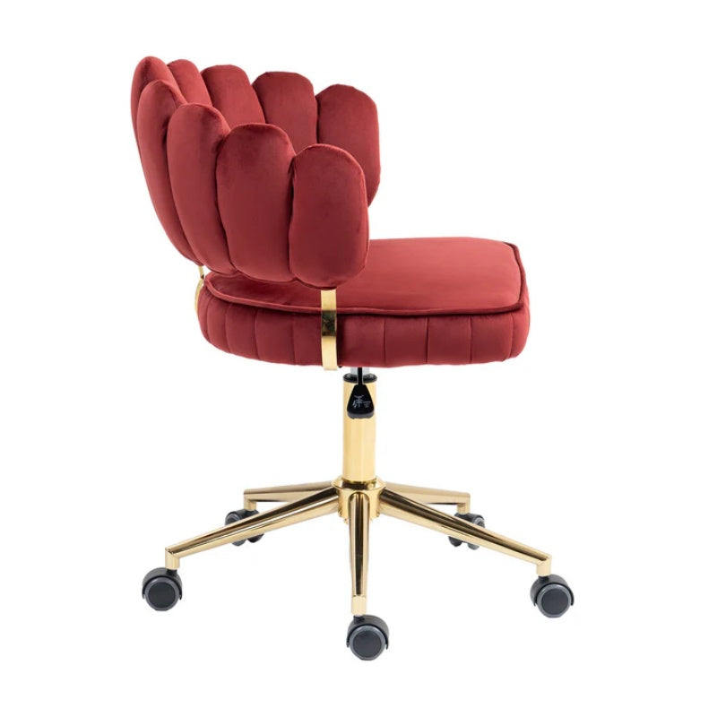 Velvet Home Office Desk Chair, Modern Cute Computer Chair with Swivel Wheels, Height Adjustable, Wine Red Velvet-海智集-Default-
