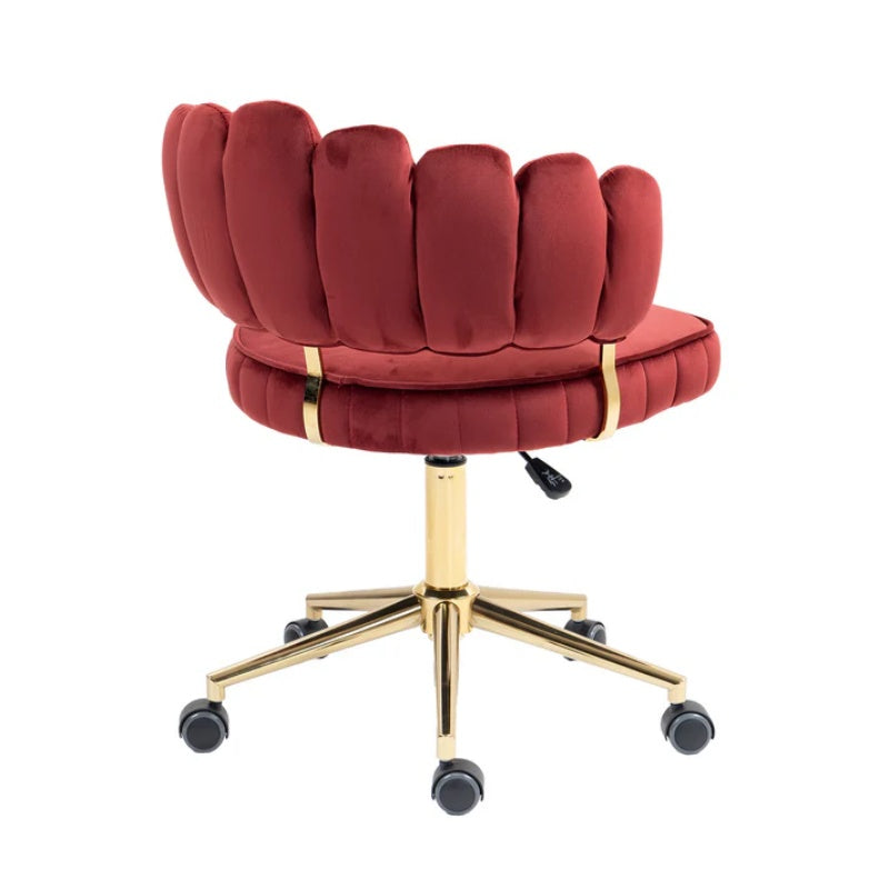 Velvet Home Office Desk Chair, Modern Cute Computer Chair with Swivel Wheels, Height Adjustable, Wine Red Velvet-海智集-Default-