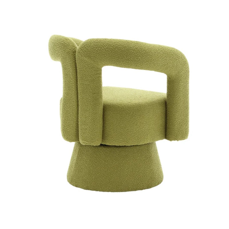 COOLMORE 360 Degree Swivel Cuddle Barrel Accent Chairs, Round Armchairs with Wide Upholstered, Fluffy Fabric Chair for Living Room, Bedroom, Office, Waiting Rooms (Olive Green Boucle)-海智集-Default-