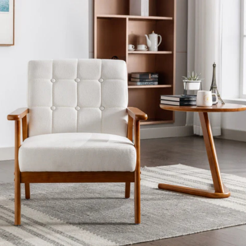 Leisure Chair with Solid Wood Armrest and Feet, Mid-Century Modern Accent chair, for Living Room Bedroom Studio chair-海智集-Default-