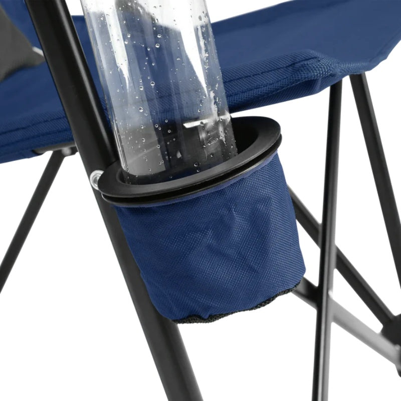 High Back Heavy Duty Lawn Chair Support 250LBS, Portable Collapsible Chair with Cup Holder -Navy blue-海智集-Default-