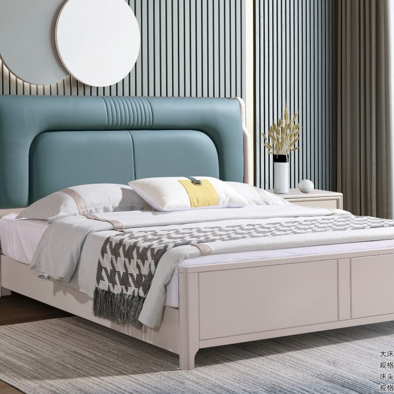 Karan Meishu Series ecological genuine leather bed, modern, simple and high-end solid wood soft package 820#1.8 meters-海智集-