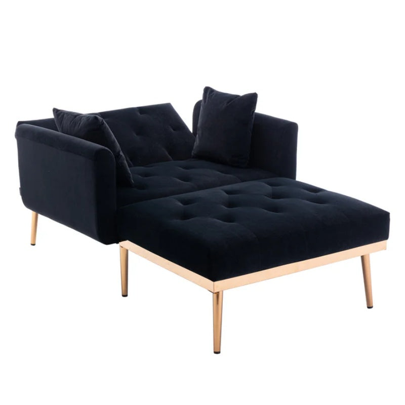 COOLMORE fashionable and classic style chaise lounge chair / accent chair for Living Room, bedroom (Black Velvet)-海智集-Default-