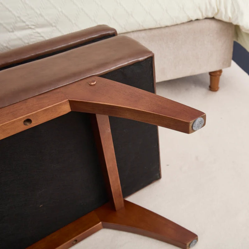COOLMORE Teddy wool fabric, solid wood feet for solid weighing, and bed end stool with storage function-海智集-Default-