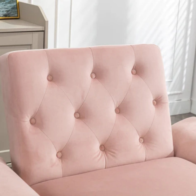 COOLMORE Velvet Accent Chair with Adjustable Armrests and Backrest, Button Tufted Lounge Chair, Single Recliner Armchair with Ottoman-海智集-Default-