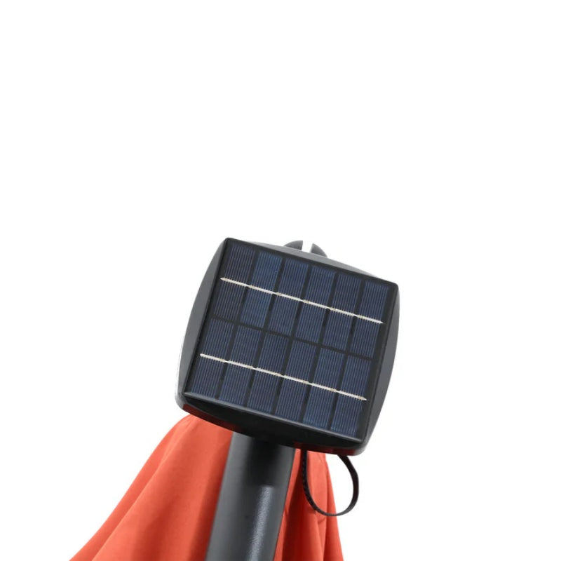 10ft Solar LED Offset Hanging Market Patio Umbrella (orange )(No Base)-海智集-Default-