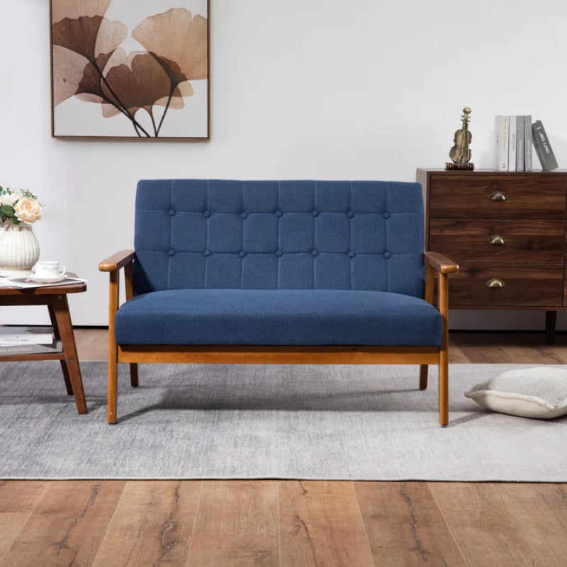 COOLMORE Mid-Century Modern Solid Loveseat Sofa Upholstered Linen Loveseat, 2-Seat Upholstered Loveseat Sofa Modern Couch-海智集-Default-