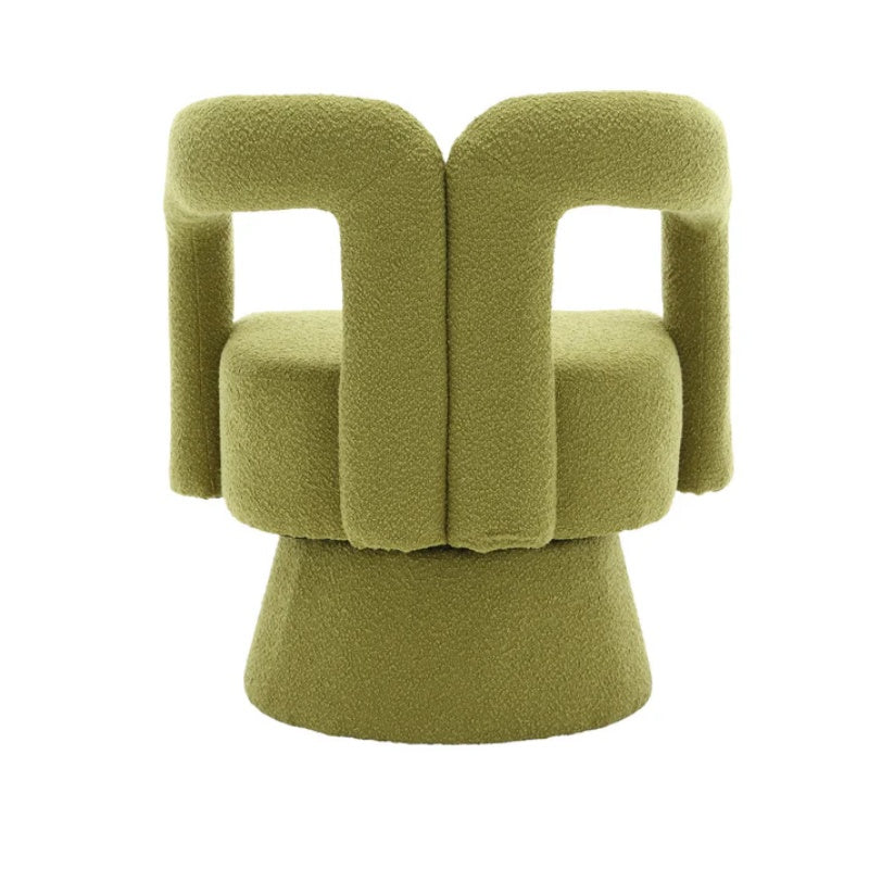 COOLMORE 360 Degree Swivel Cuddle Barrel Accent Chairs, Round Armchairs with Wide Upholstered, Fluffy Fabric Chair for Living Room, Bedroom, Office, Waiting Rooms (Olive Green Boucle)-海智集-Default-
