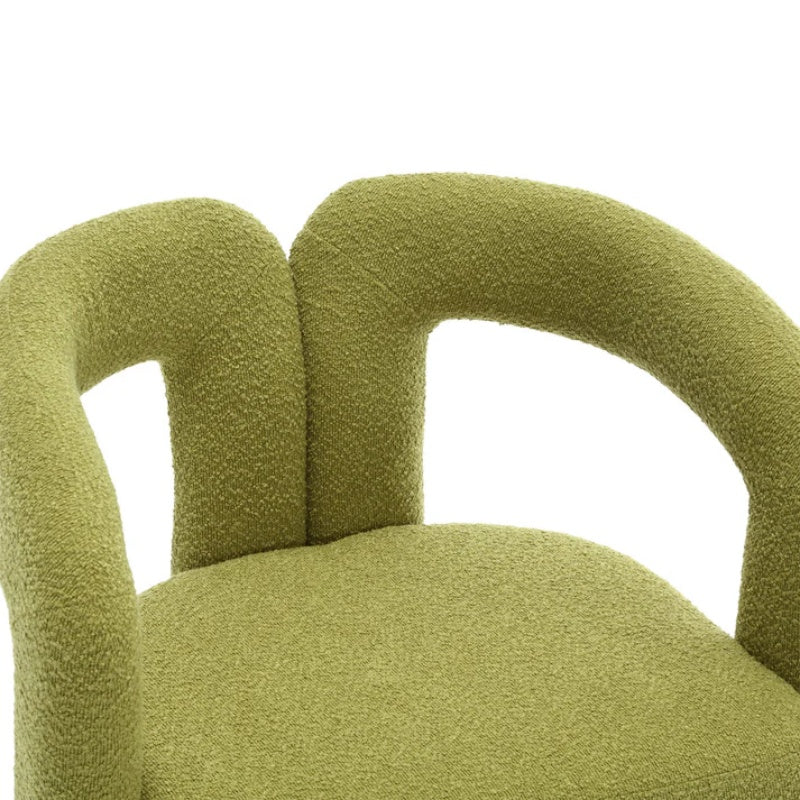 COOLMORE 360 Degree Swivel Cuddle Barrel Accent Chairs, Round Armchairs with Wide Upholstered, Fluffy Fabric Chair for Living Room, Bedroom, Office, Waiting Rooms (Olive Green Boucle)-海智集-Default-