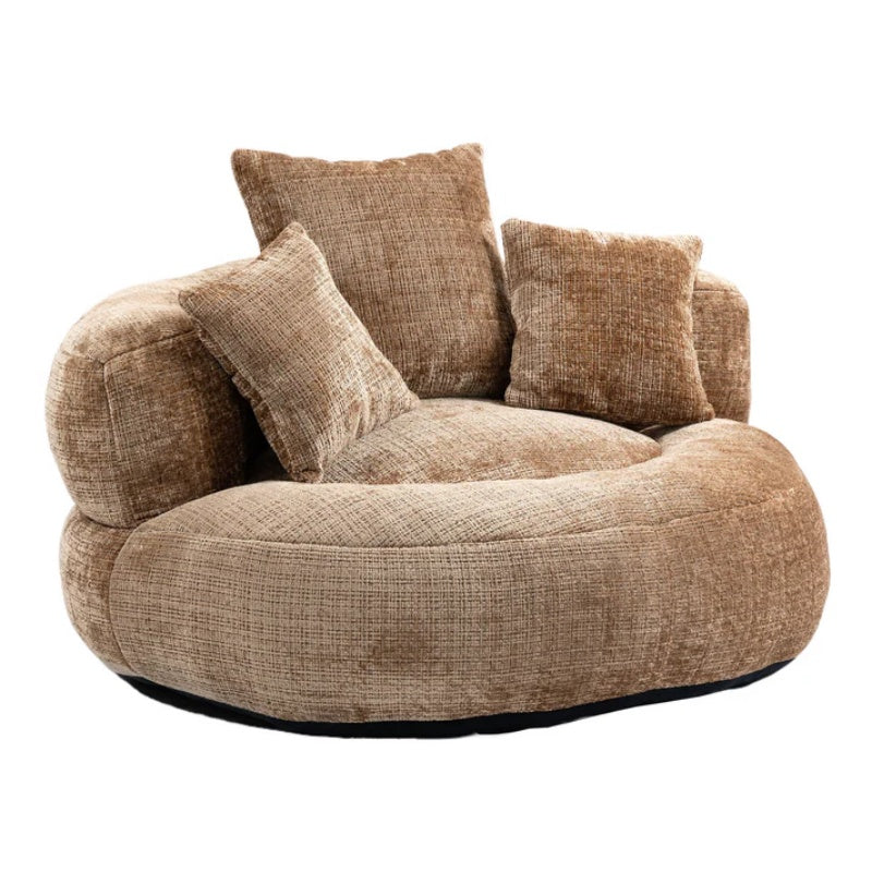 Lazy Sofa Durable Comfort Lounger High Back Bean Bag Chair with Three Pillows, Coffee Chenille, 42.52 inches-海智集-Default-