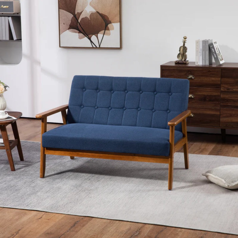 COOLMORE Mid-Century Modern Solid Loveseat Sofa Upholstered Linen Loveseat, 2-Seat Upholstered Loveseat Sofa Modern Couch-海智集-Default-