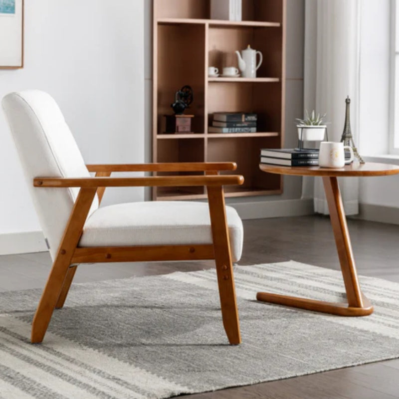 Leisure Chair with Solid Wood Armrest and Feet, Mid-Century Modern Accent chair, for Living Room Bedroom Studio chair-海智集-Default-