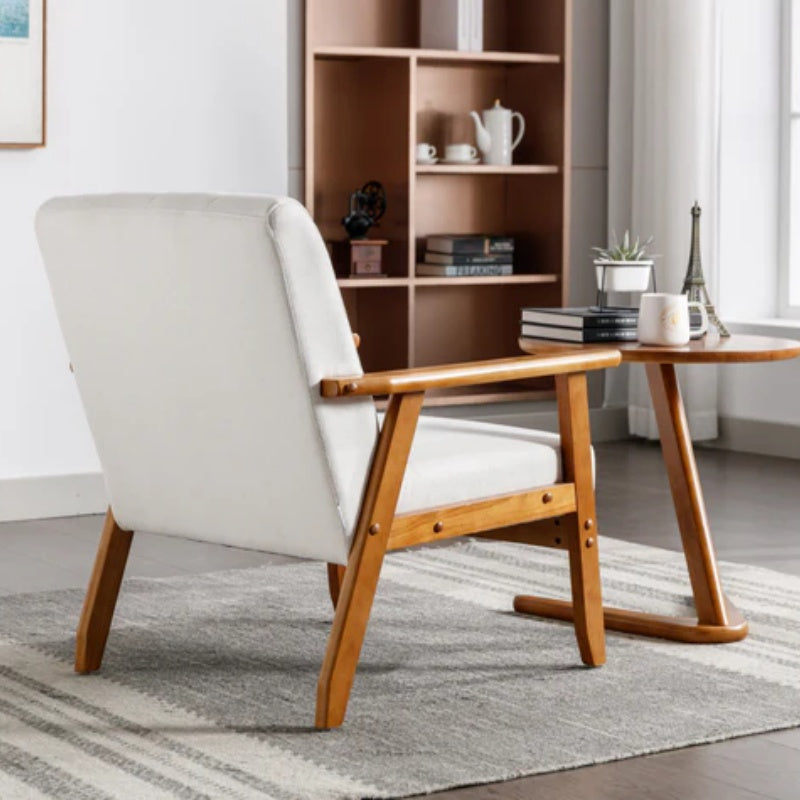 Leisure Chair with Solid Wood Armrest and Feet, Mid-Century Modern Accent chair, for Living Room Bedroom Studio chair-海智集-Default-