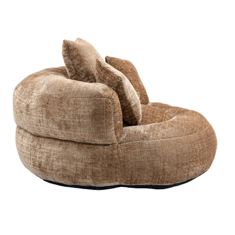 Lazy Sofa Durable Comfort Lounger High Back Bean Bag Chair with Three Pillows, Coffee Chenille, 42.52 inches-海智集-Default-