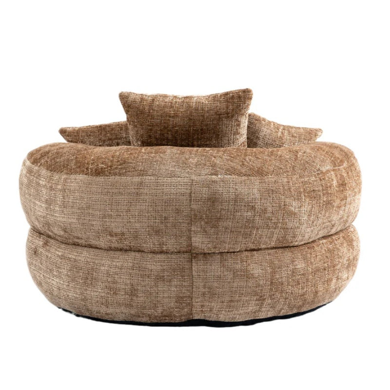 Lazy Sofa Durable Comfort Lounger High Back Bean Bag Chair with Three Pillows, Coffee Chenille, 42.52 inches-海智集-Default-