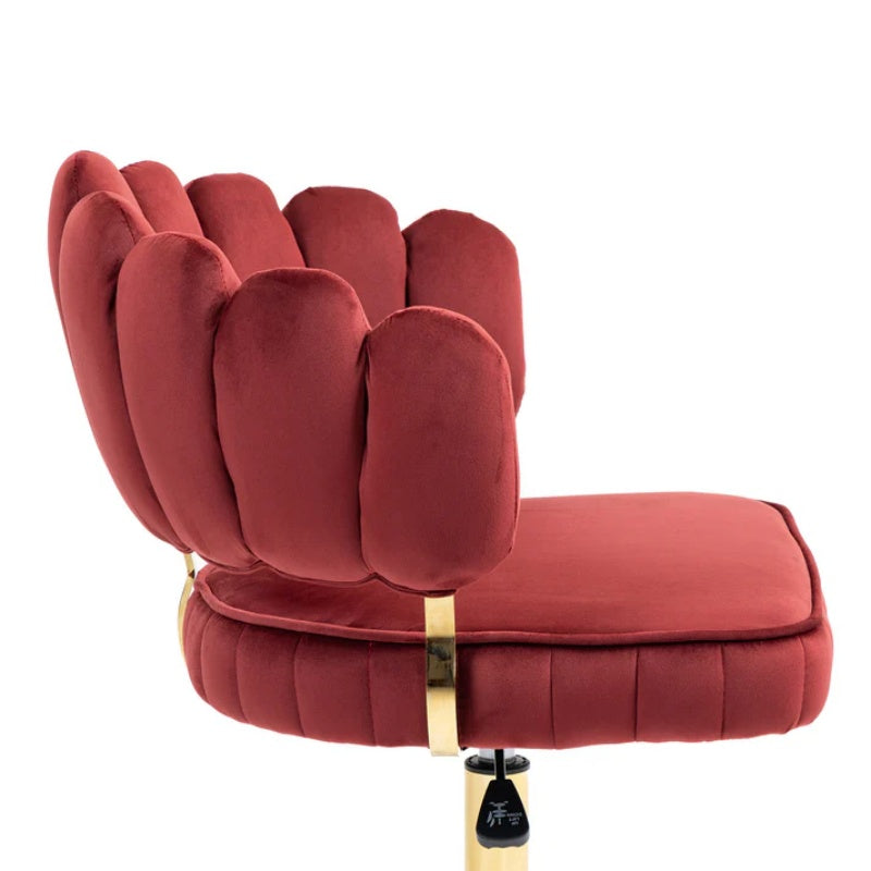 Velvet Home Office Desk Chair, Modern Cute Computer Chair with Swivel Wheels, Height Adjustable, Wine Red Velvet-海智集-Default-