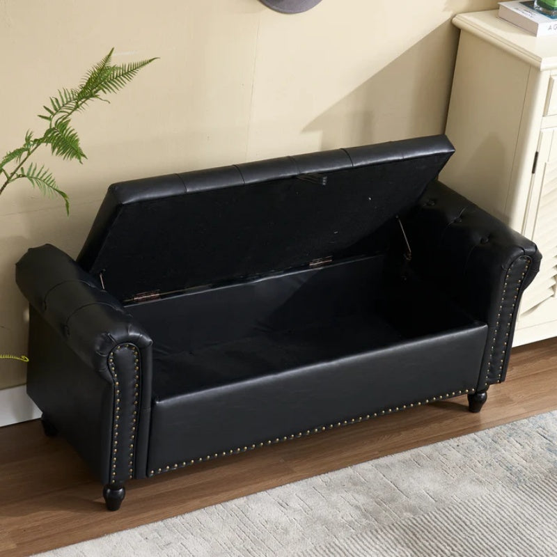 Coolmore Storage Ottoman 55.12 Inches Upholstered Fabric Storage Ottoman Bench,Button Tufted Ottoman with Storage for Living Room,Bedroom End of Bed Bench Withstands 275lbs-海智集-Default-