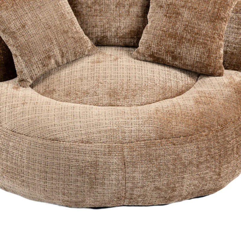 Lazy Sofa Durable Comfort Lounger High Back Bean Bag Chair with Three Pillows, Coffee Chenille, 42.52 inches-海智集-Default-
