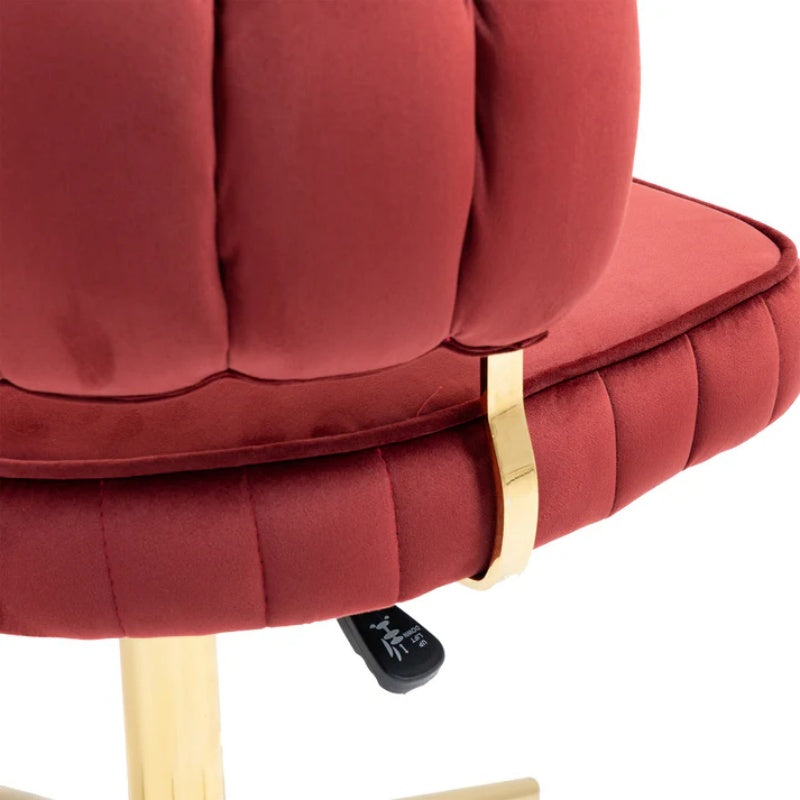 Velvet Home Office Desk Chair, Modern Cute Computer Chair with Swivel Wheels, Height Adjustable, Wine Red Velvet-海智集-Default-