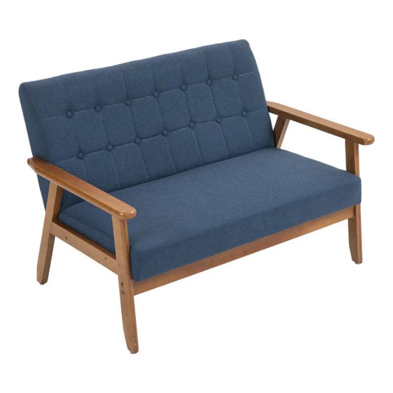 COOLMORE Mid-Century Modern Solid Loveseat Sofa Upholstered Linen Loveseat, 2-Seat Upholstered Loveseat Sofa Modern Couch-海智集-Default-