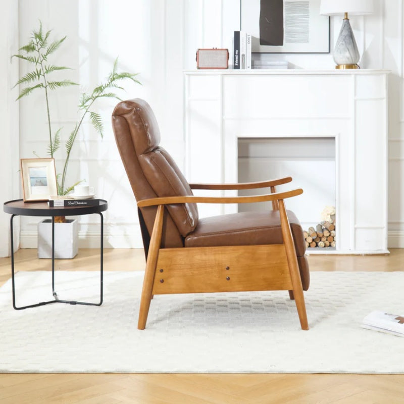 COOLMORE Wood Frame Armchair, Modern Accent Chair Lounge Chair for Living Room-海智集-Default-
