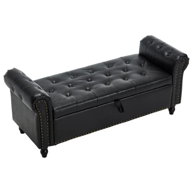 Coolmore Storage Ottoman 55.12 Inches Upholstered Fabric Storage Ottoman Bench,Button Tufted Ottoman with Storage for Living Room,Bedroom End of Bed Bench Withstands 275lbs-海智集-Default-