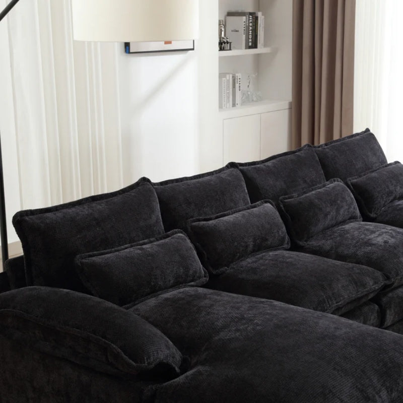 UNITED WE WIN Chenille, high quality sponge filling, solid wood frame, oversized four-seater, U-shaped combination sofa-海智集-Default-