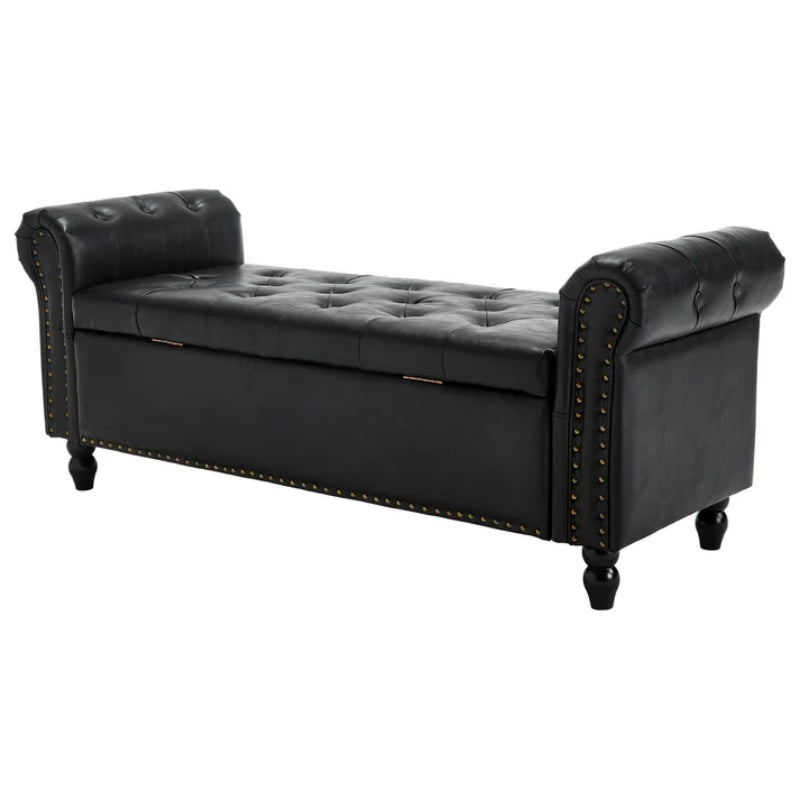 Coolmore Storage Ottoman 55.12 Inches Upholstered Fabric Storage Ottoman Bench,Button Tufted Ottoman with Storage for Living Room,Bedroom End of Bed Bench Withstands 275lbs-海智集-Default-
