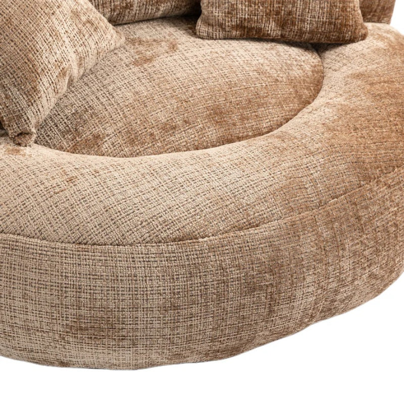 Lazy Sofa Durable Comfort Lounger High Back Bean Bag Chair with Three Pillows, Coffee Chenille, 42.52 inches-海智集-Default-