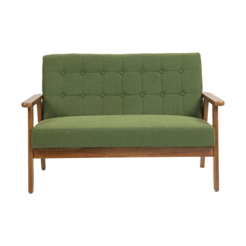 COOLMORE Mid-Century Modern Solid Loveseat Sofa Upholstered Linen Loveseat, 2-Seat Upholstered Loveseat Sofa Modern Couch-海智集-Default-