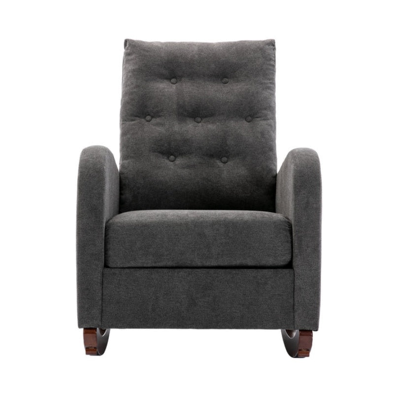 High Back Rocking Chair Nursery Chair .Comfortable Rocker Fabric Padded Seat .Modern High Back Armchair-海智集-Default-
