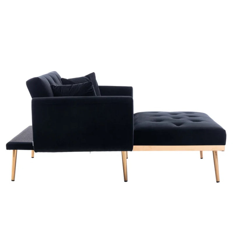 COOLMORE fashionable and classic style chaise lounge chair / accent chair for Living Room, bedroom (Black Velvet)-海智集-Default-
