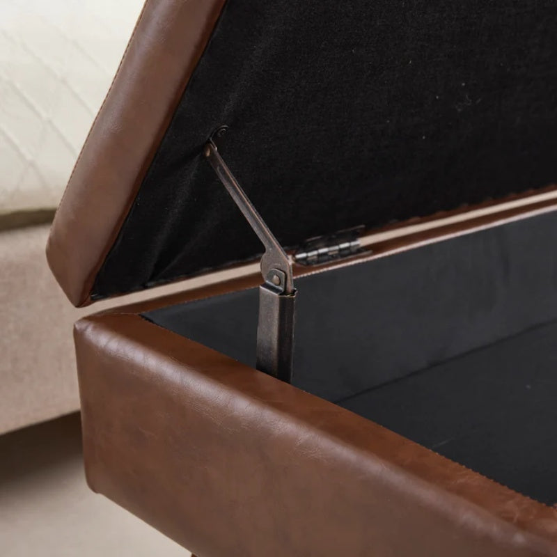 COOLMORE Teddy wool fabric, solid wood feet for solid weighing, and bed end stool with storage function-海智集-Default-