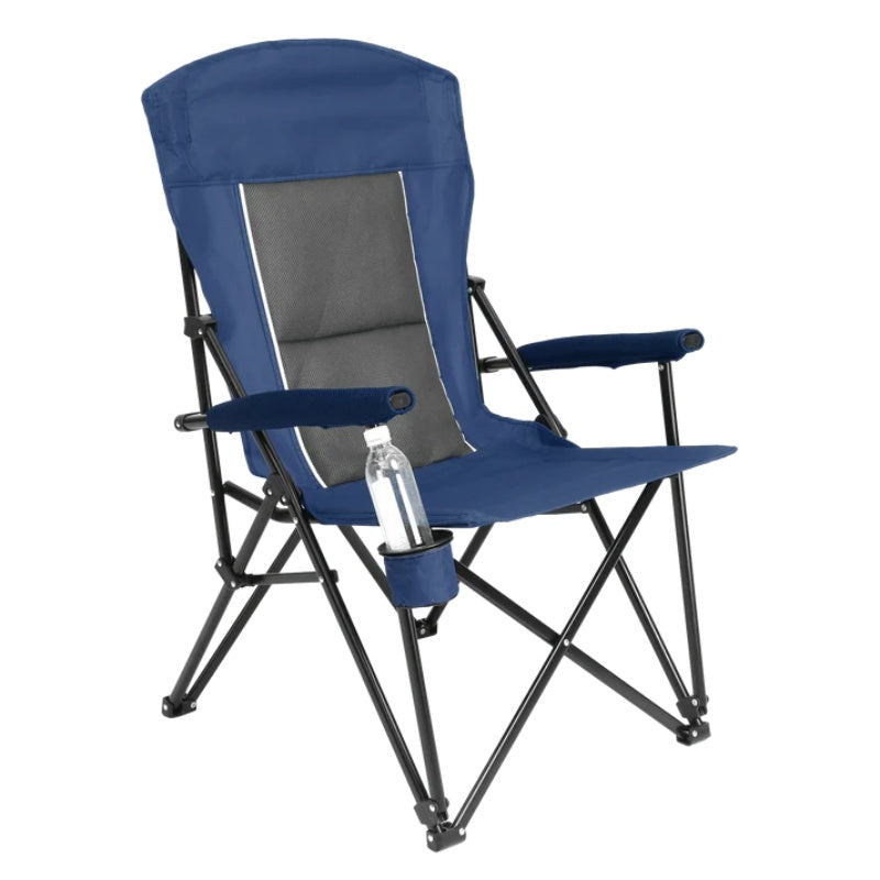 High Back Heavy Duty Lawn Chair Support 250LBS, Portable Collapsible Chair with Cup Holder -Navy blue-海智集-Default-