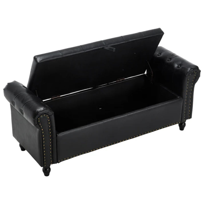 Coolmore Storage Ottoman 55.12 Inches Upholstered Fabric Storage Ottoman Bench,Button Tufted Ottoman with Storage for Living Room,Bedroom End of Bed Bench Withstands 275lbs-海智集-Default-