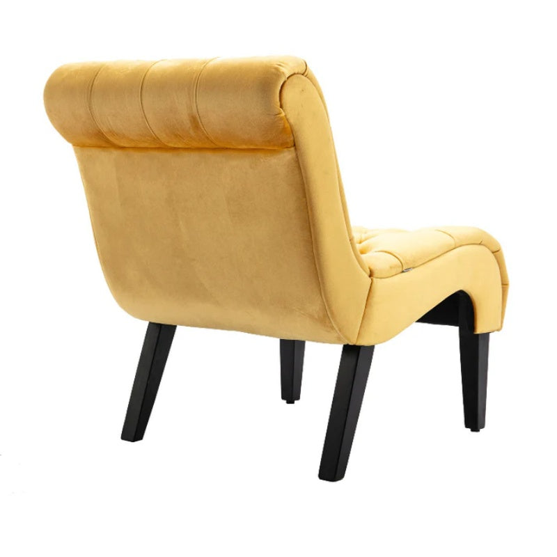 COOLMORE Modern Velvet Armless Accent Living Room Chair / Leisure Chair,Upholstered Fabric Button Comfortable Chair with Wooden Legs for Bedroom, Living Room, Office (Mustard Velvet)-海智集-Default-