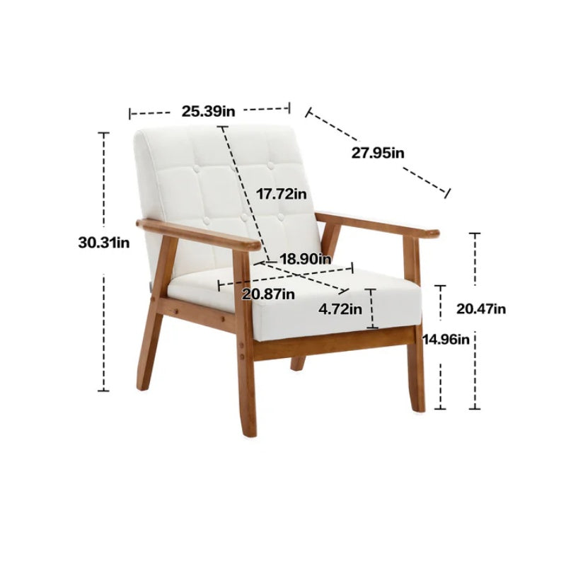 Leisure Chair with Solid Wood Armrest and Feet, Mid-Century Modern Accent chair, for Living Room Bedroom Studio chair-海智集-Default-