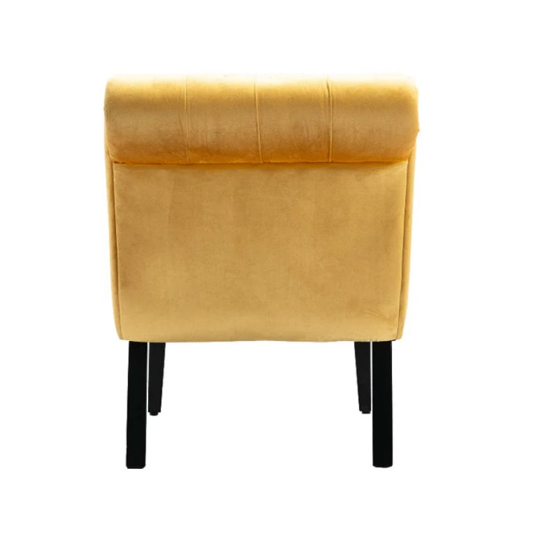 COOLMORE Modern Velvet Armless Accent Living Room Chair / Leisure Chair,Upholstered Fabric Button Comfortable Chair with Wooden Legs for Bedroom, Living Room, Office (Mustard Velvet)-海智集-Default-
