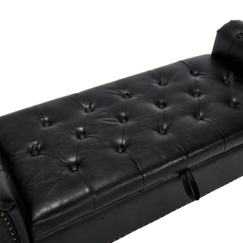 Coolmore Storage Ottoman 55.12 Inches Upholstered Fabric Storage Ottoman Bench,Button Tufted Ottoman with Storage for Living Room,Bedroom End of Bed Bench Withstands 275lbs-海智集-Default-