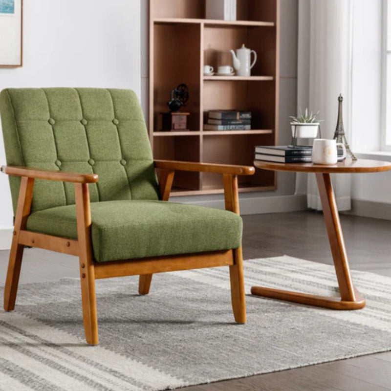 Leisure Chair with Solid Wood Armrest and Feet, Mid-Century Modern Accent chair, for Living Room Bedroom Studio chair-海智集-Default-