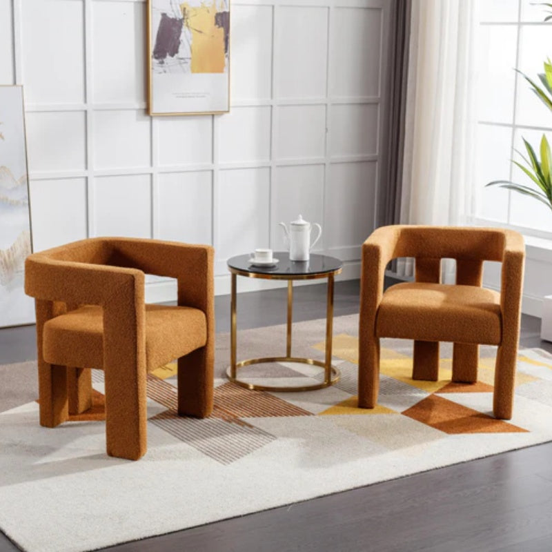 COOLMORE Contemporary Designed Fabric Upholstered Accent/Dining Chair /Barrel Side Chairs Kitchen Armchair for Living Room 2PC/SET-海智集-Default-