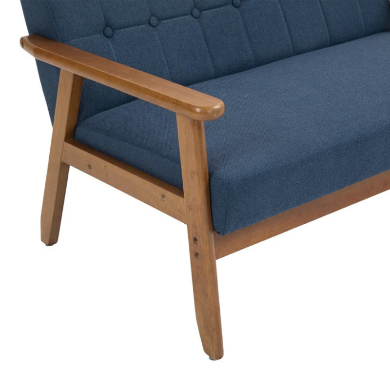 COOLMORE Mid-Century Modern Solid Loveseat Sofa Upholstered Linen Loveseat, 2-Seat Upholstered Loveseat Sofa Modern Couch-海智集-Default-