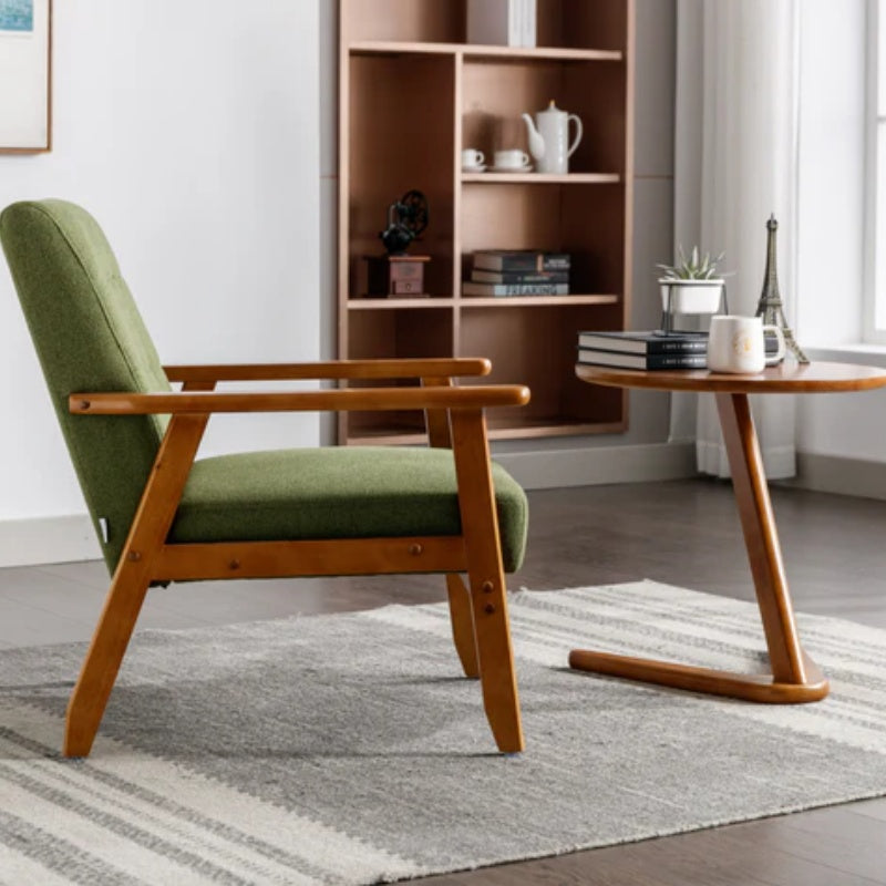Leisure Chair with Solid Wood Armrest and Feet, Mid-Century Modern Accent chair, for Living Room Bedroom Studio chair-海智集-Default-