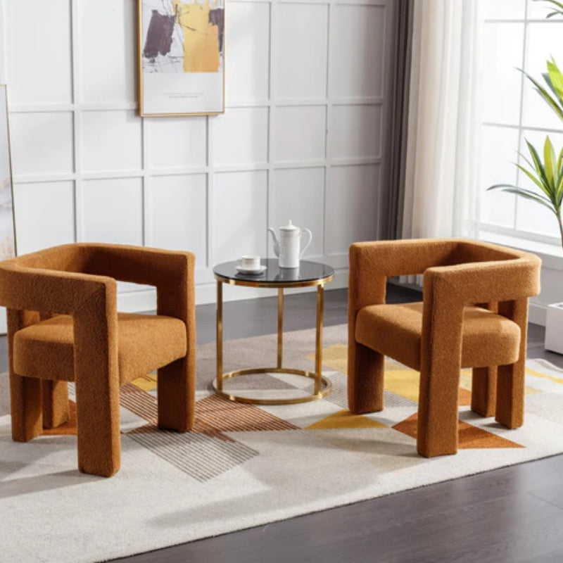 COOLMORE Contemporary Designed Fabric Upholstered Accent/Dining Chair /Barrel Side Chairs Kitchen Armchair for Living Room 2PC/SET-海智集-Default-