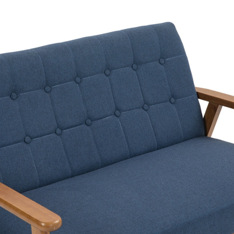 COOLMORE Mid-Century Modern Solid Loveseat Sofa Upholstered Linen Loveseat, 2-Seat Upholstered Loveseat Sofa Modern Couch-海智集-Default-