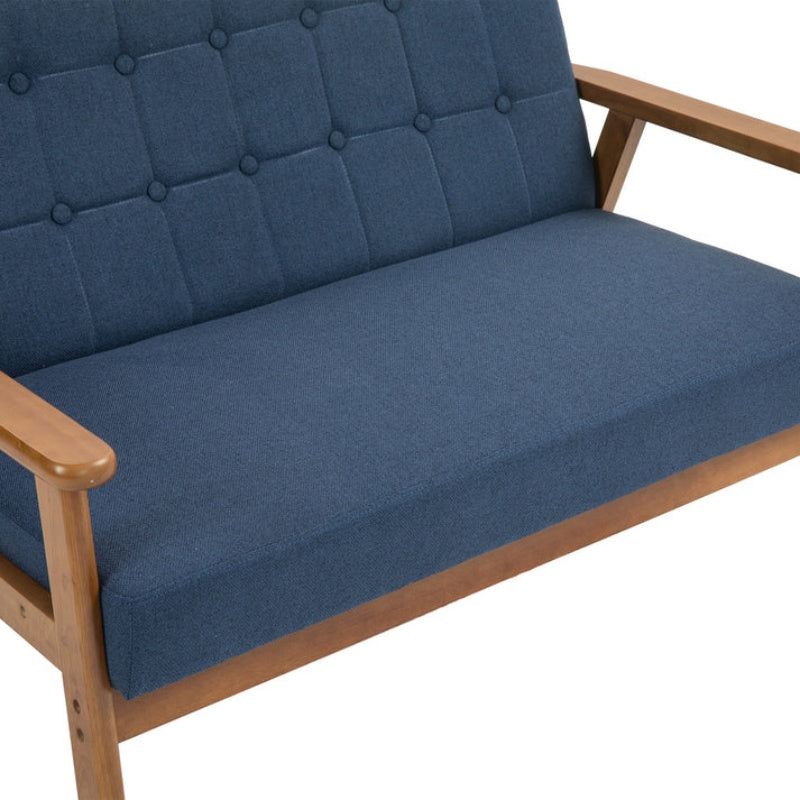 COOLMORE Mid-Century Modern Solid Loveseat Sofa Upholstered Linen Loveseat, 2-Seat Upholstered Loveseat Sofa Modern Couch-海智集-Default-