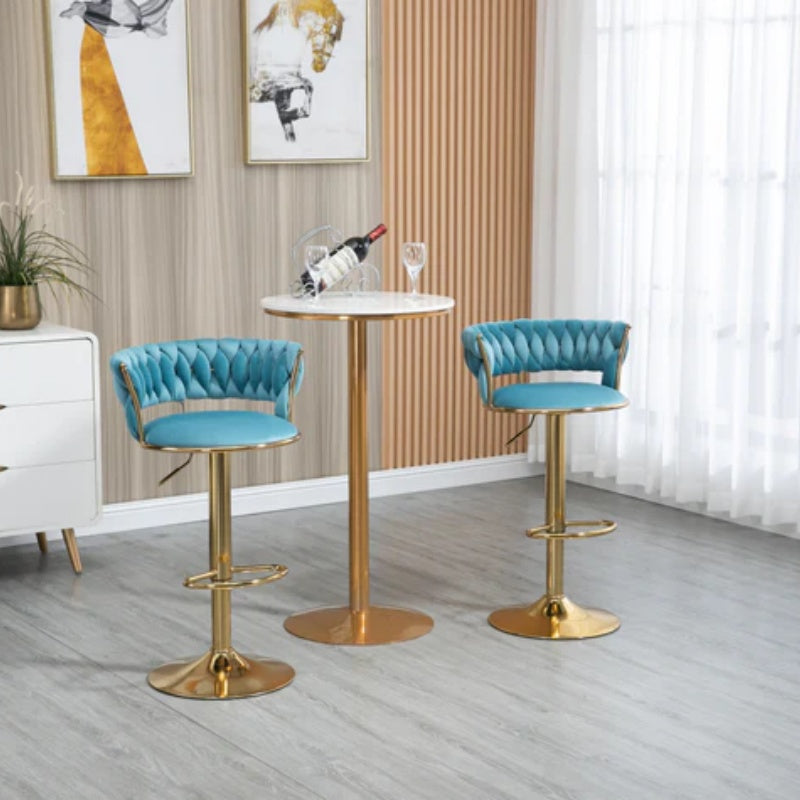 COOLMORE Swivel Bar Stools Set of 2 Adjustable Counter Height Chairs with Footrest for Kitchen, Dining Room 2PC/SET-海智集-Default-