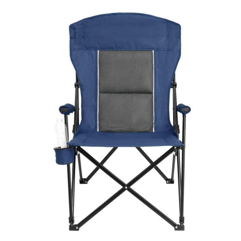 High Back Heavy Duty Lawn Chair Support 250LBS, Portable Collapsible Chair with Cup Holder -Navy blue-海智集-Default-