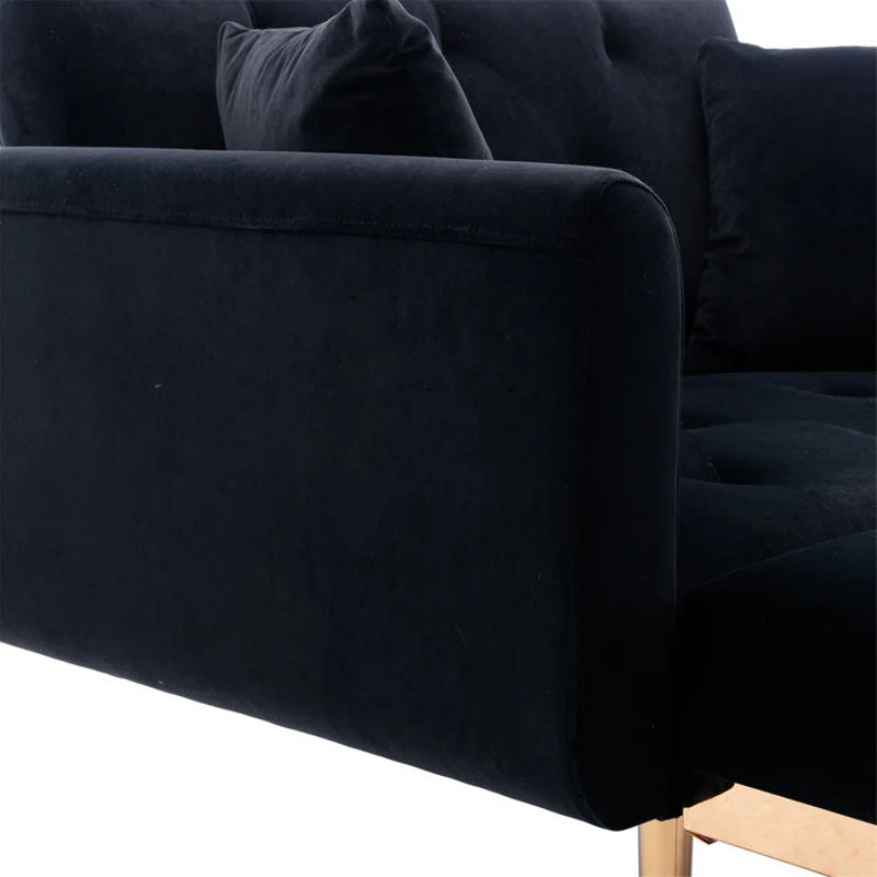 COOLMORE fashionable and classic style chaise lounge chair / accent chair for Living Room, bedroom (Black Velvet)-海智集-Default-