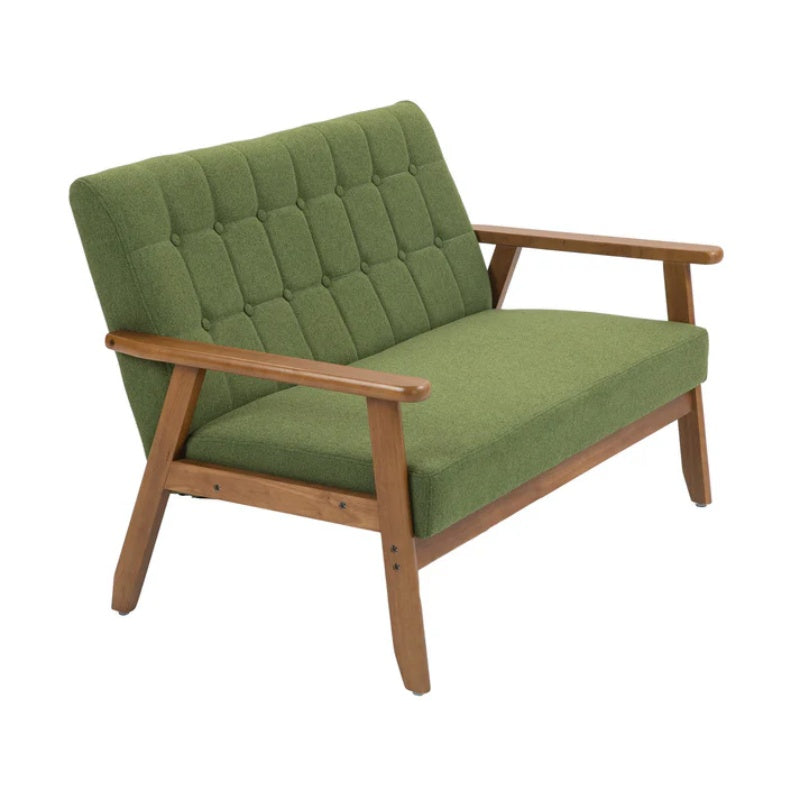 COOLMORE Mid-Century Modern Solid Loveseat Sofa Upholstered Linen Loveseat, 2-Seat Upholstered Loveseat Sofa Modern Couch-海智集-Default-